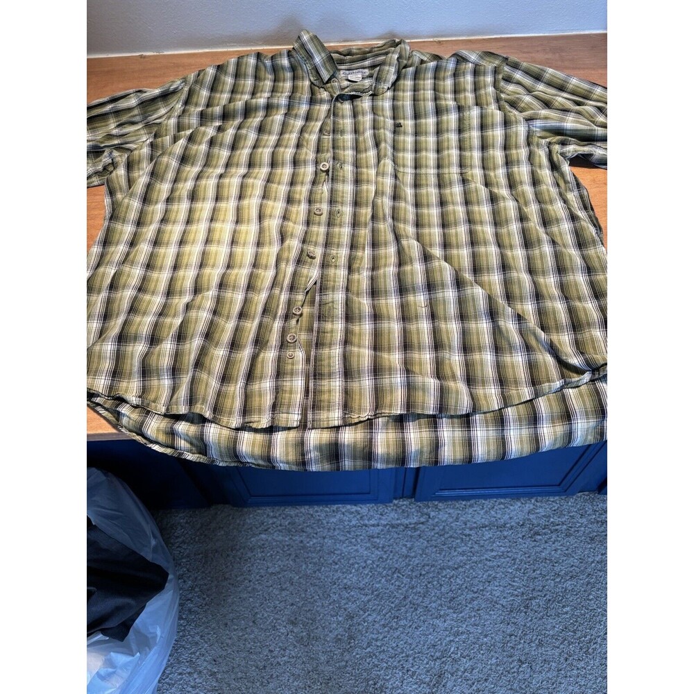 Carhartt Button Down Shirt Mens 3XL Green Green Plaid Short Sleeve Workwear